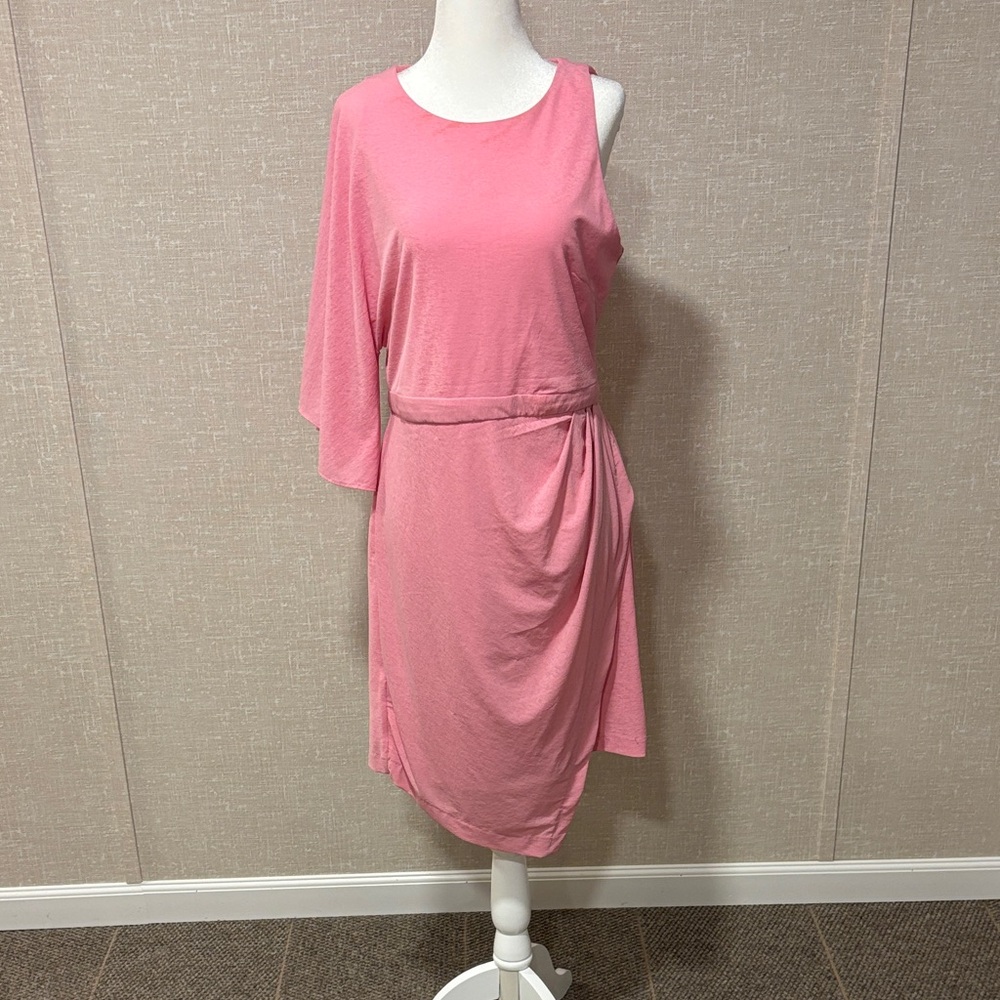 BCBGeneration Pink Asymmetrical One-Sleeve Draped Dress
